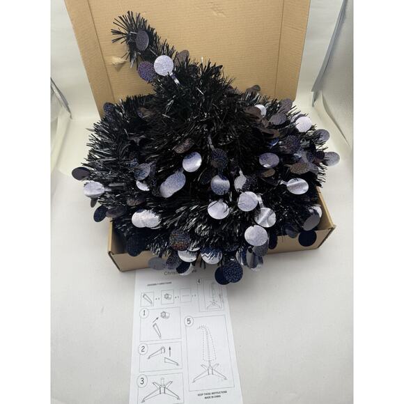 5 ft Black Curved Top Halloween Tree Artificial Crooked Neck Hinged Spruce *read - Picture 6 of 16